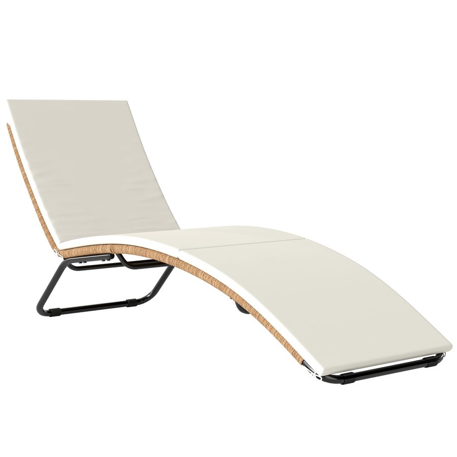 Outsunny Poly Rattan Sonnenliege S-förmige Gartenliege mit Auflage atmungsaktive Sitzfläche Stahlrahmen, UV-beständige Relaxliege Outdoor Rattan Liege Gartenmöbel für Garten Terrasse Pool Cremeweiß   Aosom von Outsunny
