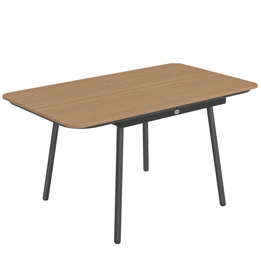 Outsunny Gartentisch 140 x 80 cm für 6 Personen rostbeständig Outdoor Esstisch mit WPC-Tischplatte Holzoptik Verstellbare Füße, Rechteckiger Terrassentisch Balkontisch für Garten Balkon Terrasse Teak   Aosom von Outsunny