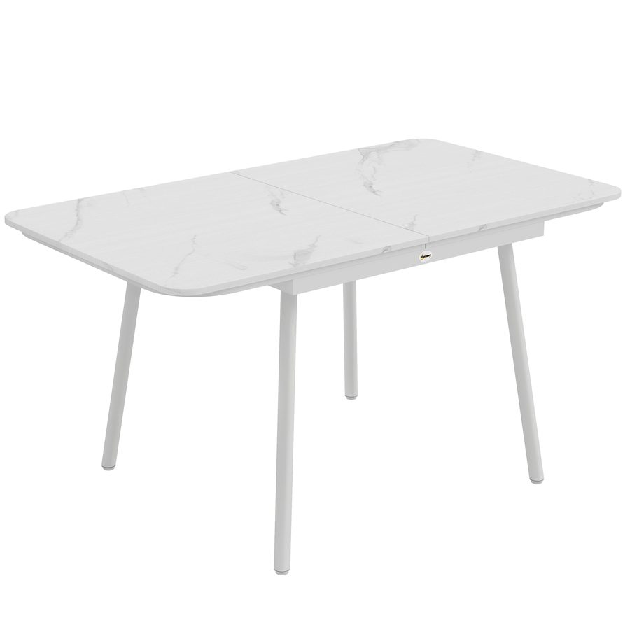 Outsunny Rechteckiger Gartentisch für 4-6 Personen, WPC-Tischplatte und Metallgestell, verstellbare Füße, Esstisch für Balkon Veranda Terrasse, 140x80x75cm, Weiß   Aosom von Outsunny