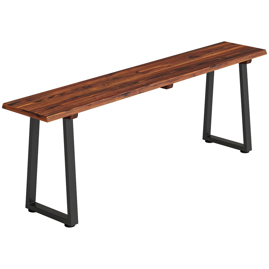 Outsunny Gartenbank aus Fichtenholz, ohne Rückenlehne, Industriestil, 2-Sitzer mit Holzoptik, trapezförmige Stahlfüße, für Terrasse Balkon Park, Tragfähigkeit 240 kg, 150x28x48 cm, verkohlt   Aosom von Outsunny
