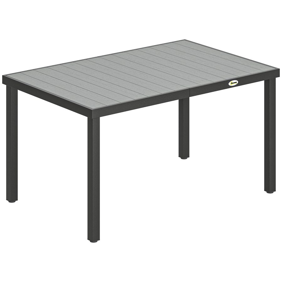 Outsunny Rechteckiger Gartentisch, Terrassentisch 140x90x74 cm, mit Stahlgestell und abnehmbarer WPC-Lattenplatte, Belastbarkeit 50 kg, für Terrasse, Balkon, Grau   Aosom von Outsunny