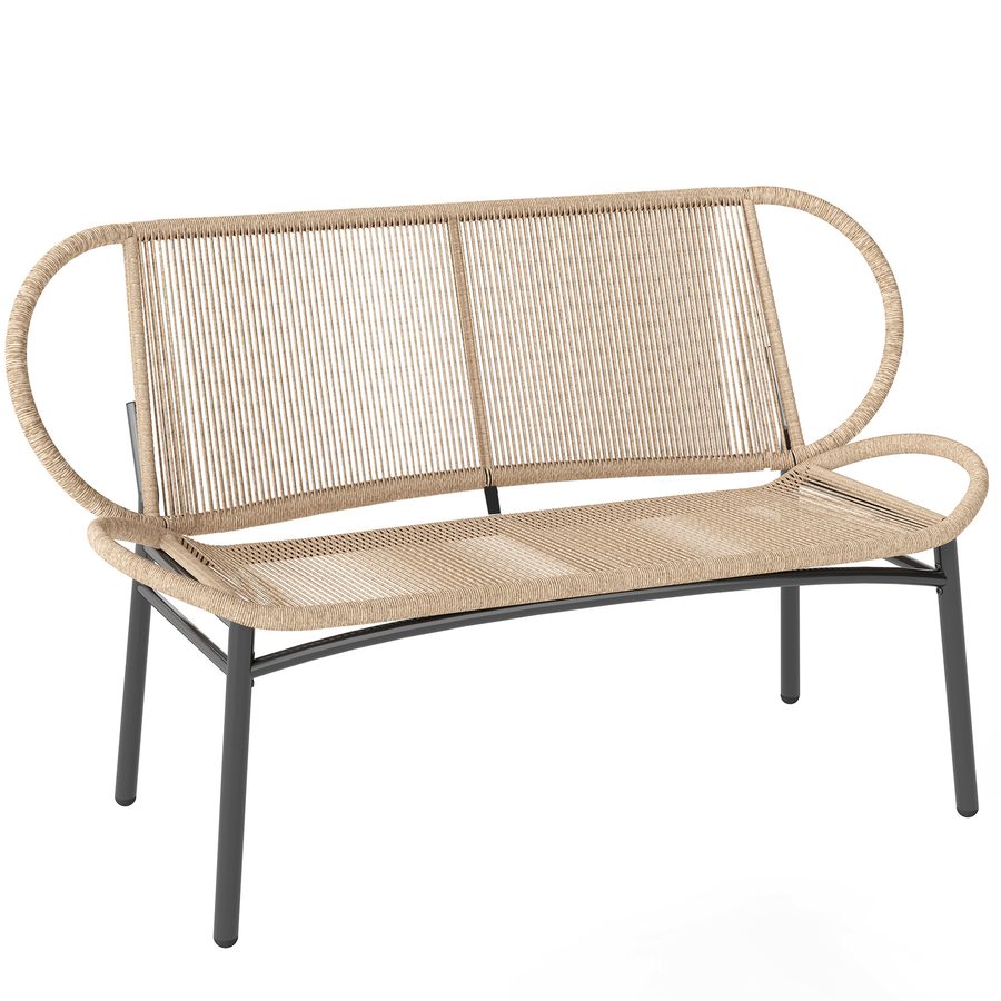 Outsunny Gartenbank 2-Sitzer aus geflochtenem PE-Rattan, Außenbank, atmungsaktive Rückenlehne und Sitzfläche, wetterbeständig, Metallgestell, Belastbarkeit 320kg, für Patio, Terrasse, 138x62x83cm, Natur   Aosom von Outsunny