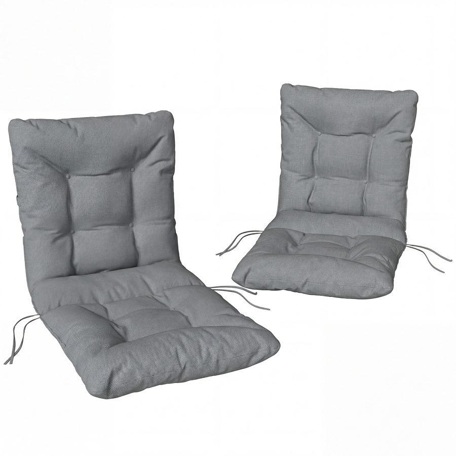 Outsunny 2er Set Sitzkissen 120 x 50 x 8 cm Stuhlkissen mit Bändern, Indoor Outdoor Sitzauflage, Sitzpolster, Stuhlpolster für Gartenmöbel, Sitzstuhl, Essstuhl, Hellgrau   Aosom von Outsunny