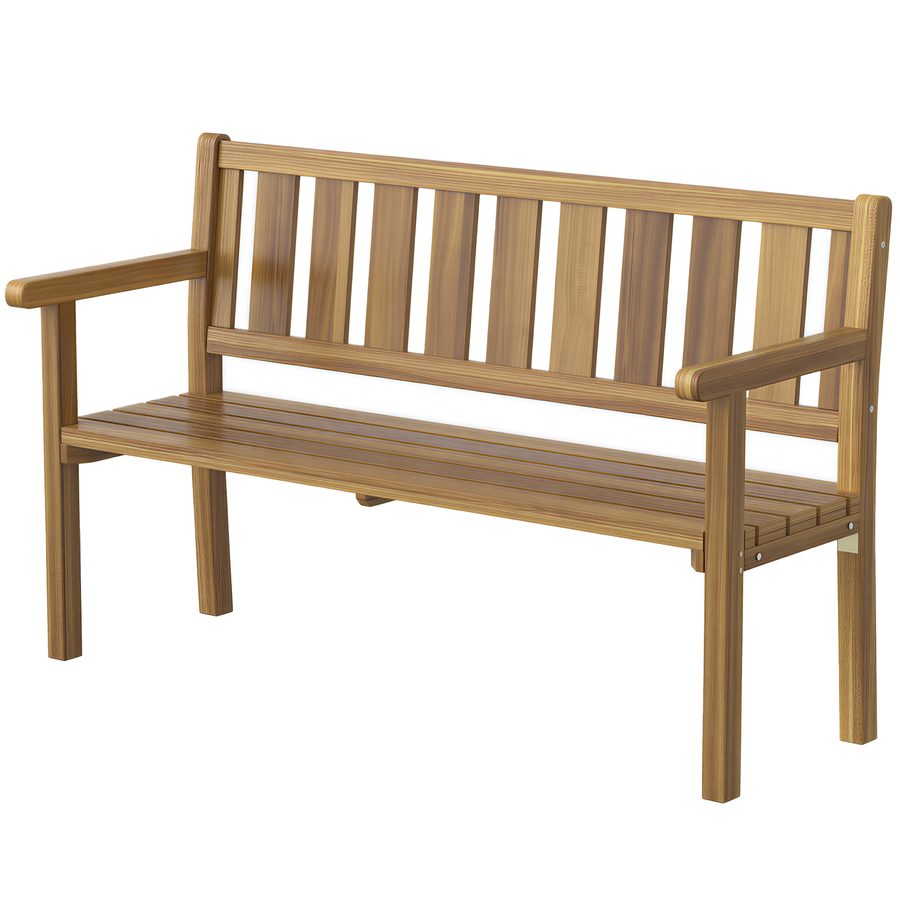 Outsunny 2-Sitzer Gartenbank, Lattenbank aus Fichtenholz, Landhausstil, Bank für Terrasse, Patio und Hof, 150x57x93 cm, Farbe Teak   Aosom von Outsunny