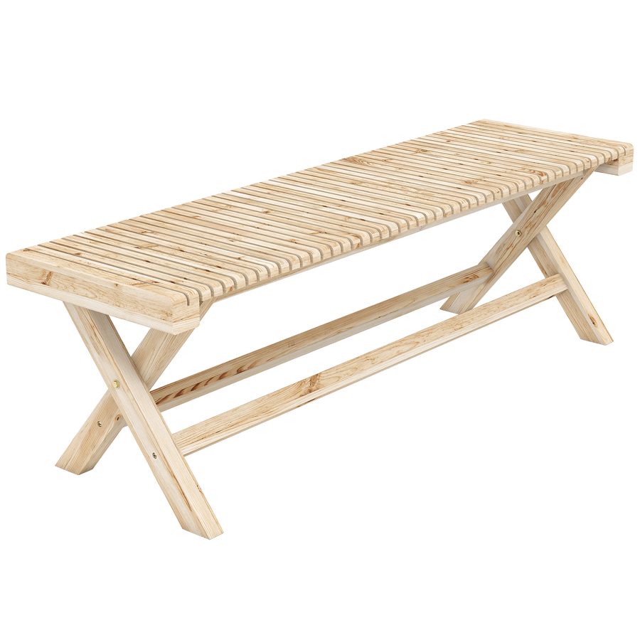 Outsunny Gartenbank aus Massivholz, Gartenbank mit Latten-Sitzfläche Holzoptik, ohne Rückenlehne, für Terrasse, Balkon, Park, Belastbarkeit 240 kg, 140 x 40 x 43 cm, Holzoptik   Aosom von Outsunny