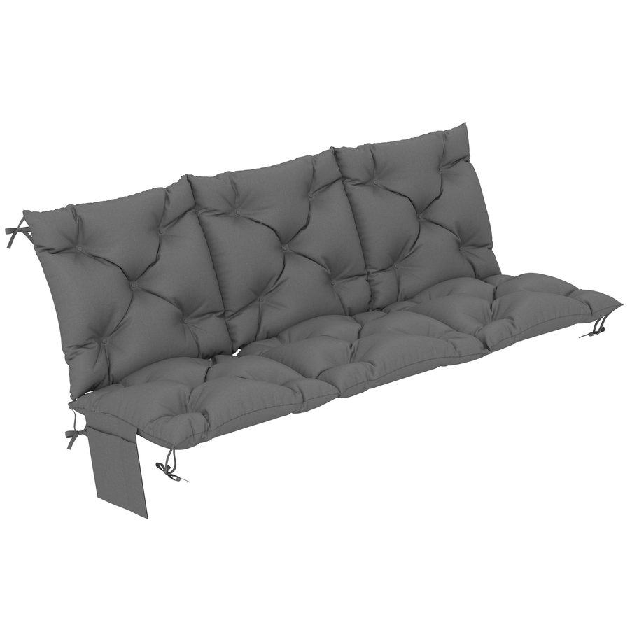 Outsunny Bankauflage 150x100x10 cm 3-Sitzer Bankkissen mit Bändern, Rückenlehne, Outdoor Sitzkissen, UPF30+ Getuftet Sitzauflage mit Seitentasche, Wasserabweisend, für Schaukelbank, Dunkelgrau   Aosom von Outsunny