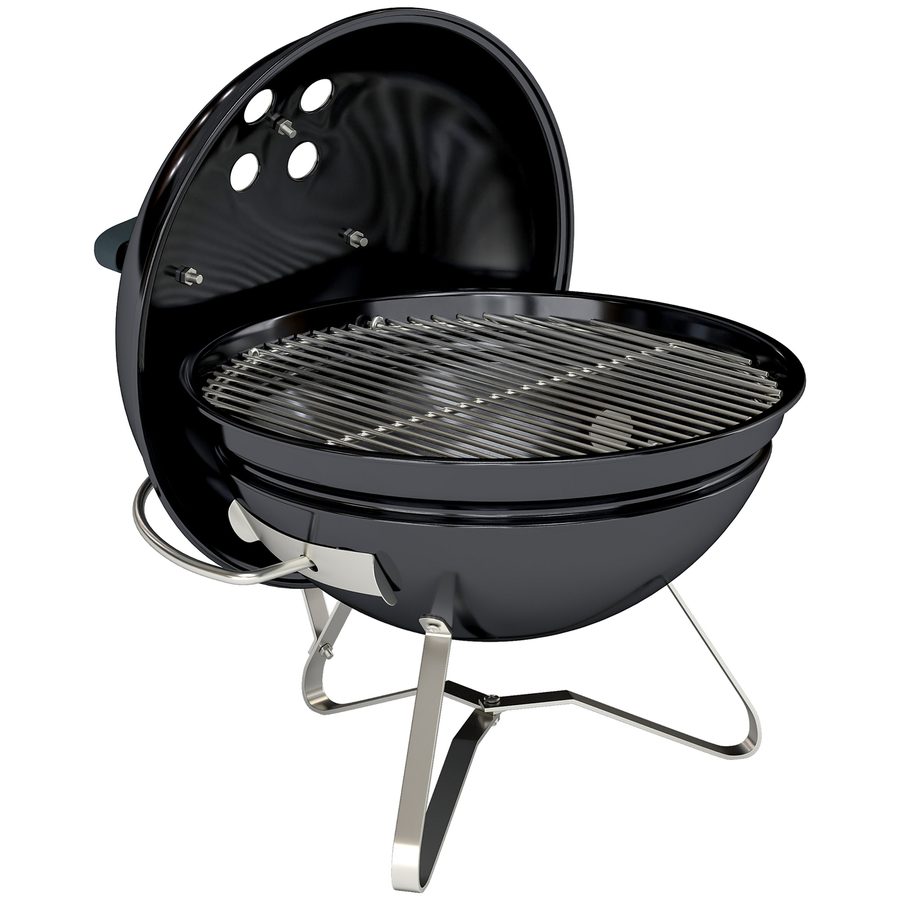 Outsunny Holzkohlegrill BBQ Smoker mit Deckel Griff Tragbarer Kugelgrill mit verstellbaren Lüftungsschlitzen Kohlegrill für Barbeque Camping, Terrasse, Garten 41 x 41 x 44 cm Schwarz   Aosom von Outsunny