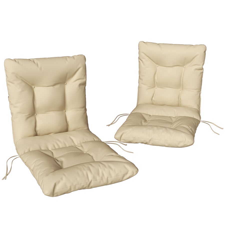 Outsunny 2er Set Sitzkissen 120 x 50 x 8 cm Stuhlkissen mit Bändern, Indoor Outdoor Sitzauflage, Sitzpolster, Stuhlpolster für Gartenmöbel, Sitzstuhl, Essstuhl, Beige   Aosom von Outsunny