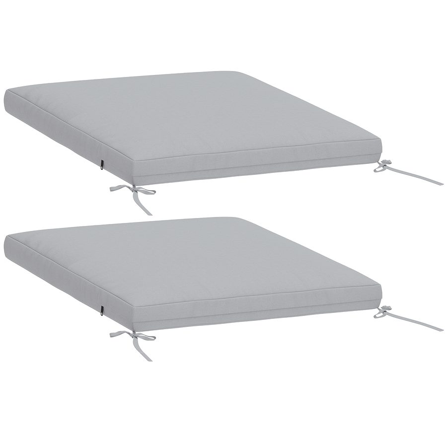 Outsunny 2er-Set Gartenstuhlauflagen, Sitzkissen 50 x 50 cm, hochdichter Schaum, rutschfest, waschbar, für Gartenmöbel, Stuhl, 50x50 cm, grau   Aosom von Outsunny