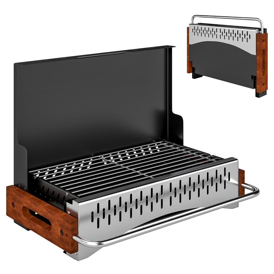 Outsunny Faltbarer Holzkohlegrill, Tragbarer Grill, 50,5x34x33 cm, mit herausnehmbarer Kohleschale, für Camping, Picknick, Gartenparty, Schwarz   Aosom von Outsunny