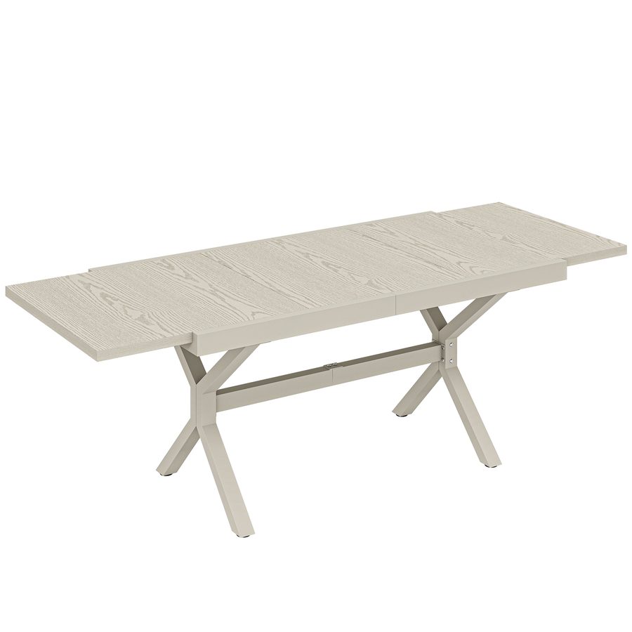 Outsunny Ausziehbarer Gartentisch für 8-10 Personen 154/214x85cm, ausziehbarer Außentisch Aluminium Tischplatte in Holzoptik, X-förmige Stahlbeine für Patio Terrasse Balkon, Silbergrau   Aosom von Outsunny
