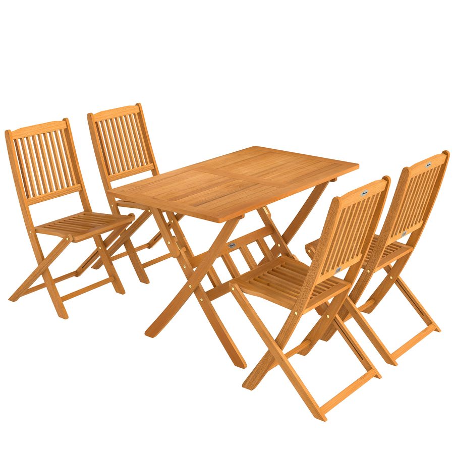 Outsunny Gartenmöbel Set holz Outdoor Essgruppe FSC 5-teilig Klappbar Tisch mit 4 Klappstühlen Lattendesign wetterfest für Garten Naturholz   Aosom.de von Outsunny