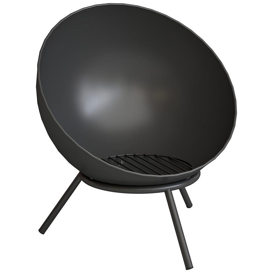 Outsunny Feuerschale 60 x 53 x 66cm verstellbar Feuerstelle mit Schürhaken Kohlegitter Ständer Feuerschalen Feuerkorb für Garten, Balkon Terrasse, Outdoor BBQ Camping Schwarz   Aosom von Outsunny