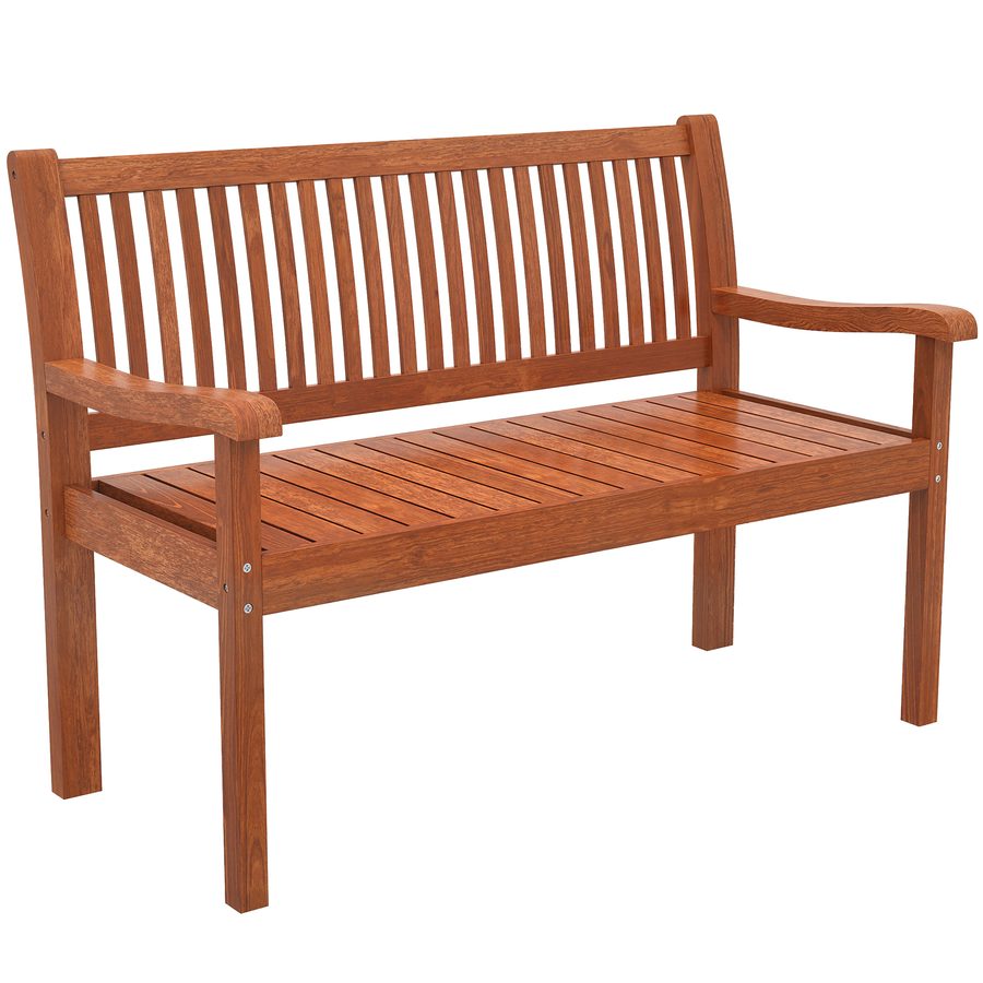 Outsunny Gartenbank für 2 Personen, Holz-Außenbank mit wasserdichter Abdeckung, Gartensitz mit ergonomischer Rückenlehne, Möbel für Terrasse, Balkon, Veranda, Hellbraun   Aosom von Outsunny