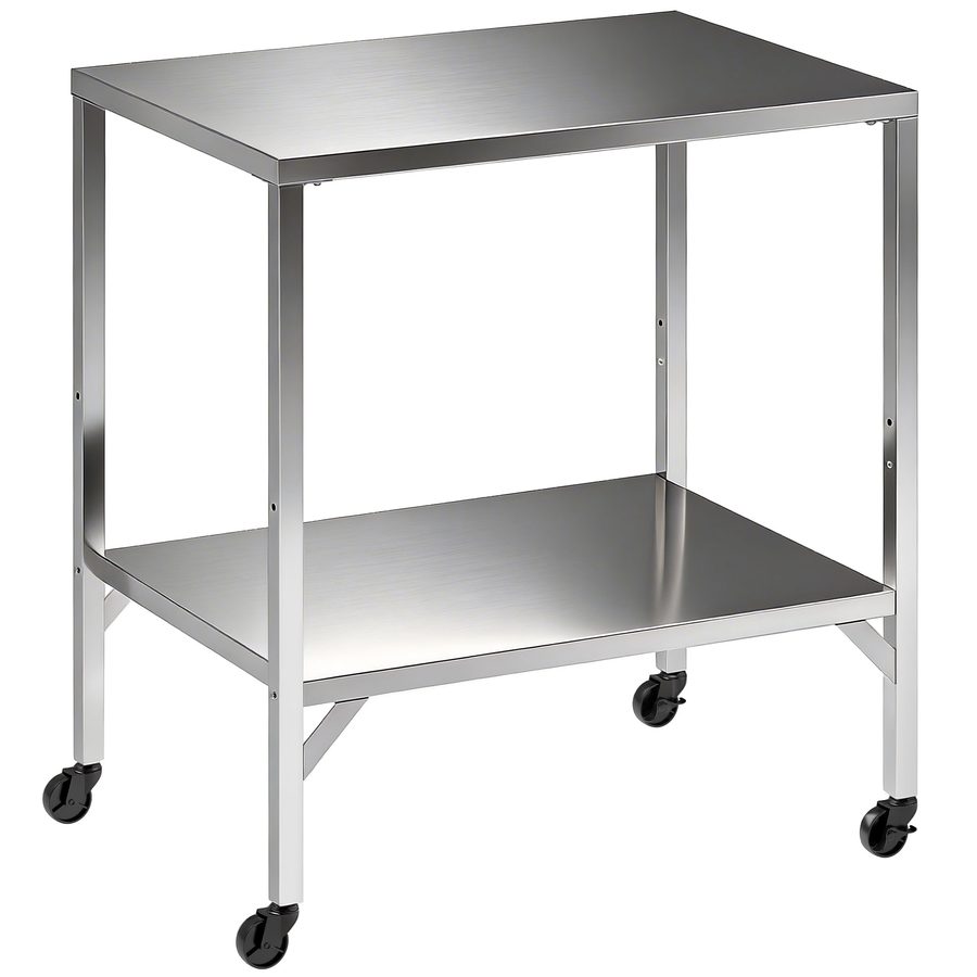 Outsunny Edelstahl-Grillwagen - Außen-Arbeitsfläche 85x60cm mit Arbeitsplatte und Rollen - Stabile Gartendesserte für Pizzaofen und Grill, Silber   Aosom von Outsunny