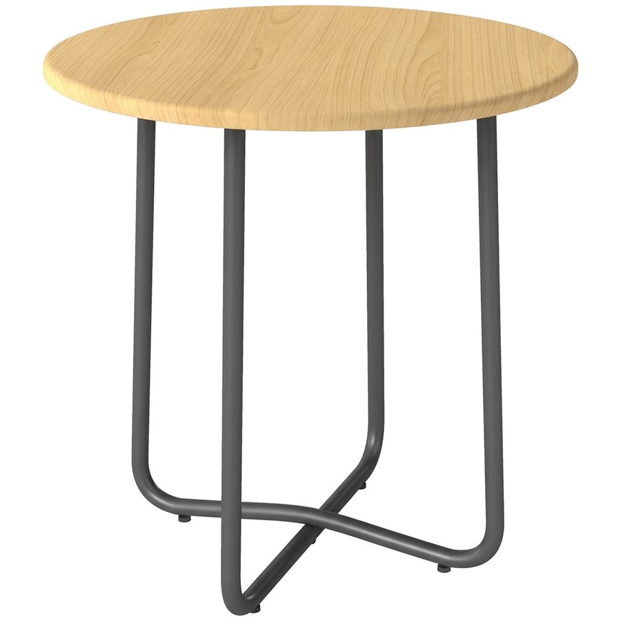 Outsunny Gartentisch Ø48 cm, Wetterfest Balkontisch aus Metall, Esstisch Outdoor, Campingtisch Beistelltisch, rund Terrassentisch für Garten Terrasse Balkon Naturholz   Aosom von Outsunny