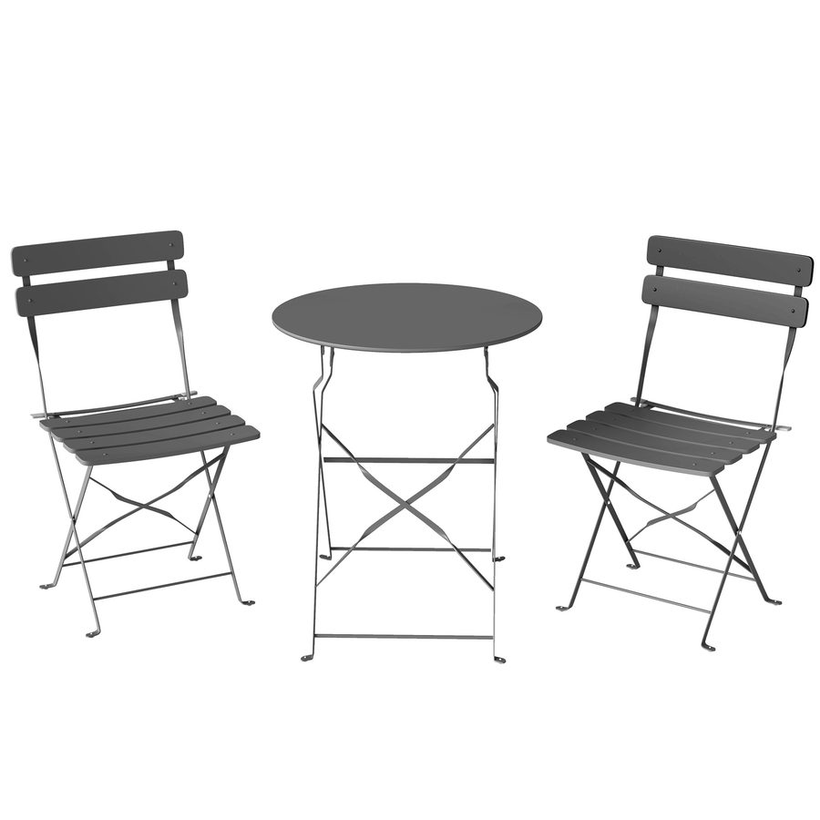Outsunny 3-teiliges Bistro-Set – Klapptisch und 2 Klappstühle aus Metall mit doppeltem Rostschutz – Kompaktes Balkonsitzgruppe für Terrasse und Außenbereich, Anthrazitgrau   Aosom von Outsunny