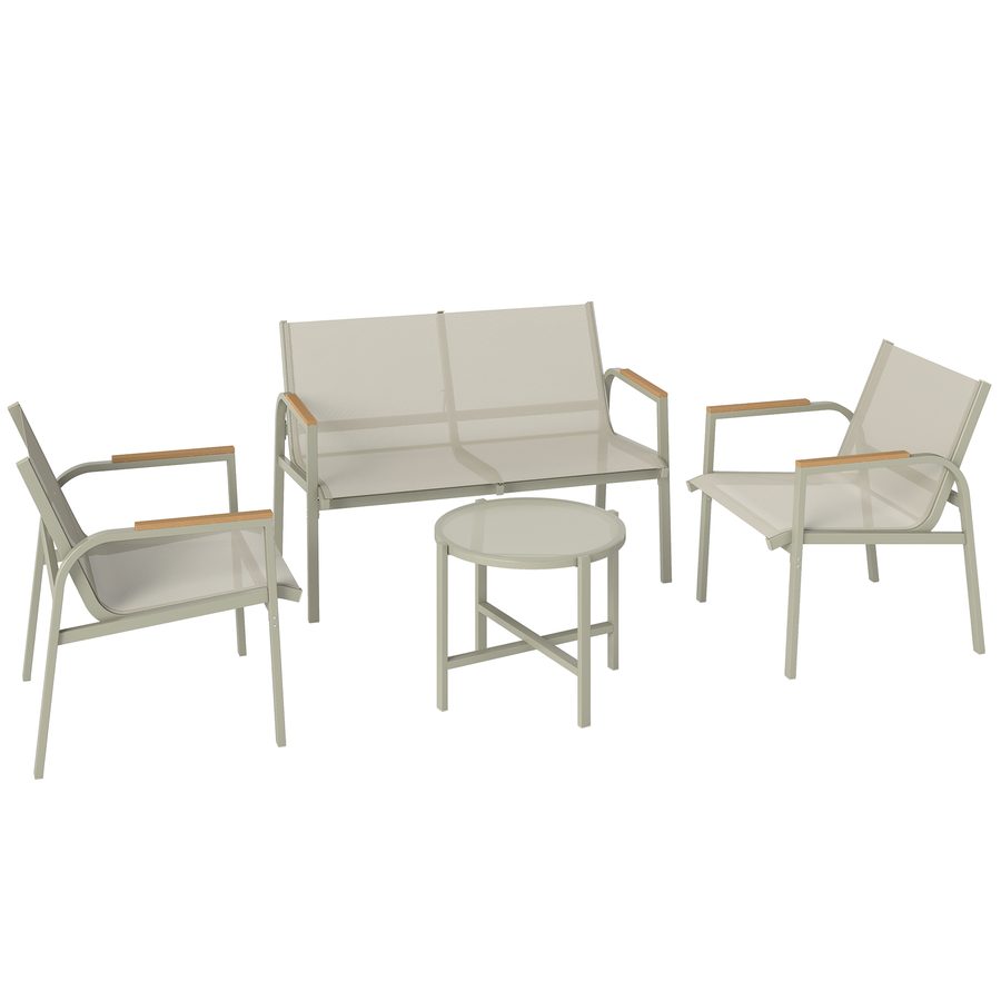 Outsunny Gartenmöbel Set wetterfest Metall Sitzgruppe für 4 Personen Gartenlounge mit 2er-Sofa 2 Sesseln Beistelltisch Outdoor Balkonmöbel-Set Terrassenmöbel für Garten Balkon Grün   Aosom von Outsunny
