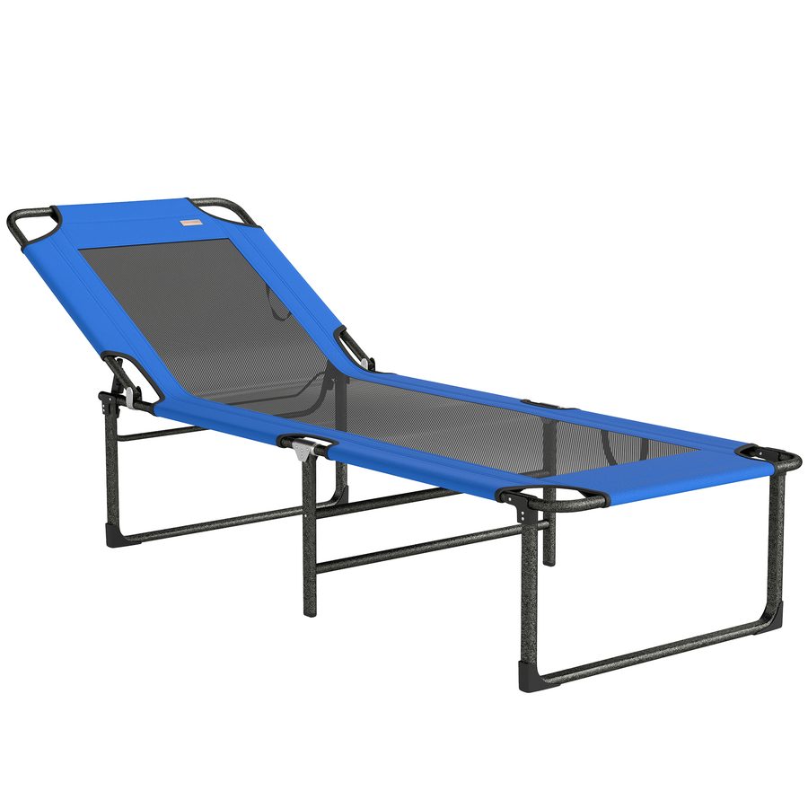 Outsunny Klapp-Sonnenliege, Gartenliege für draußen mit 4-fach verstellbarer Rückenlehne, Tragegriffe und Textilene-Rückenlehne, Traglast 120 kg, für Terrasse, Pool, Strand, 175x58x68 cm, Azul   Aosom von Outsunny