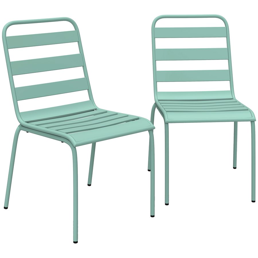 Outsunny 2er-Set Gartenstühle, stapelbare Metallstühle für Essbereich im Freien, Gartenmöbel für Terrasse, Balkon, Grün   Aosom von Outsunny
