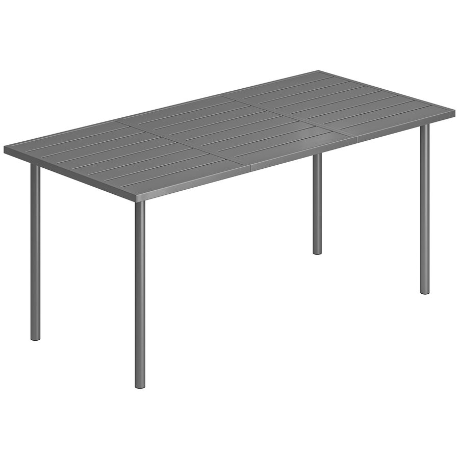 Outsunny Gartentisch 165 x 80 cm für 6 Personen Esstisch mit Lamellen-Tischplatte Stahlrahmen, Rechteckiger Terrassentisch Wetterfeste Balkontisch Outdoor Tisch für Garten Balkon Terrasse Dunkelgrau   Aosom von Outsunny