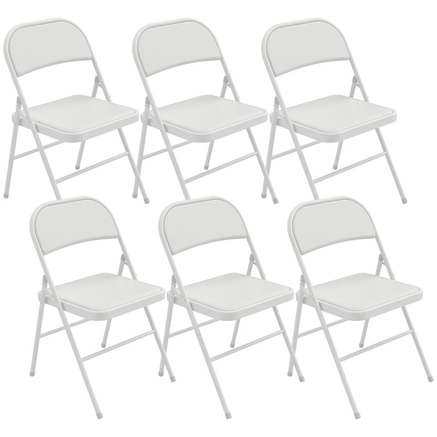 HOMCOM Set mit 6 Klappstühlen klappbare Esszimmerstühle tragbar klappbarer Innenstuhl mit synthetischem Bezug und Stahlrahmen dim. 45l x 46P x 78H cm weiß   Aosom von HOMCOM