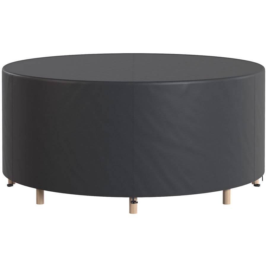 Outsunny Abdeckung für runde Gartenmöbel, wasserdichte Tischabdeckung, robustes Oxford-Gewebe 420D für Tisch und Stühle im Außenbereich, Ø200 x 80 cm, schwarz   Aosom von Outsunny