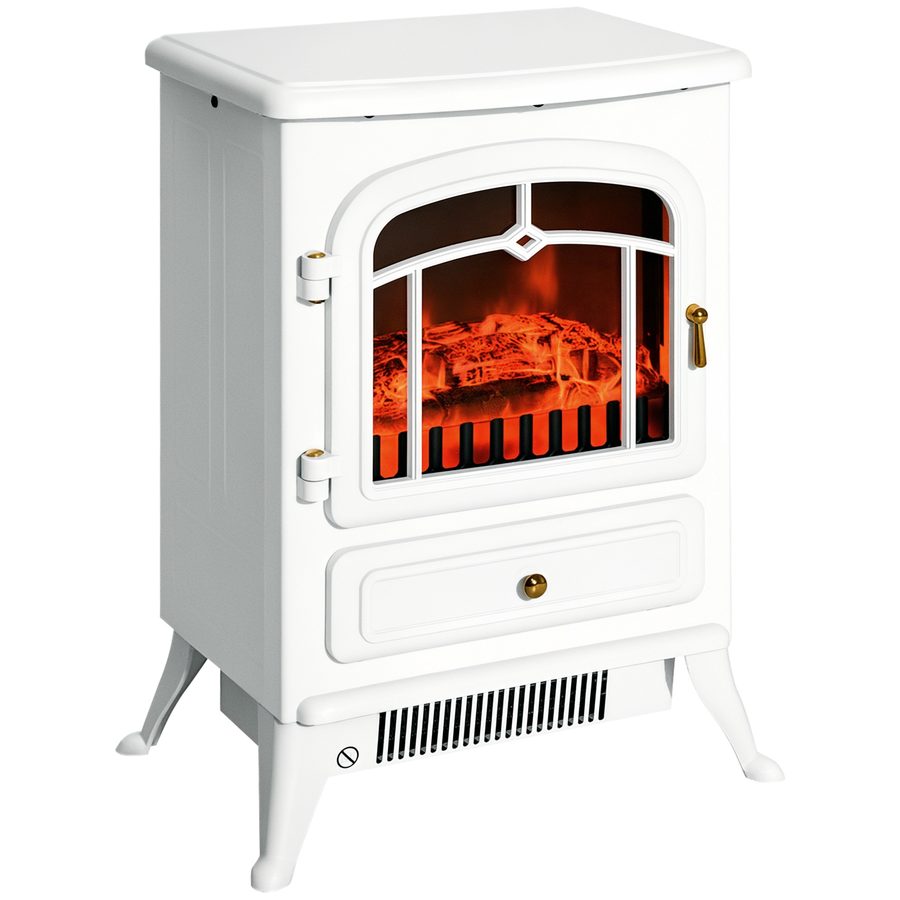 HOMCOM Elektrokamin Kaminofen mit Flammeneffekt 950/1850W Überhitzungsschutz Weiß 41,5x28x54,8cm für gemütliche Abende   Aosom.de von HOMCOM