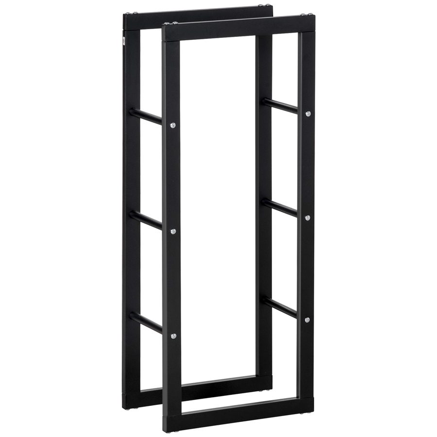 HOMCOM Kaminholzständer Kaminholzablage Feuerholzregal Kaminholzhalter 100kg Stahl Schwarz L40 x B25 x H100 cm   Aosom von HOMCOM