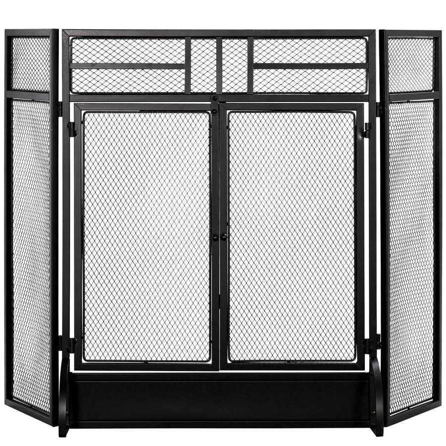 HOMCOM Funkenschutzgitter für Kamin - Schutzgitter für Kamin - 3 klappbare Paneele und Tür - Schwarz   Aosom von HOMCOM