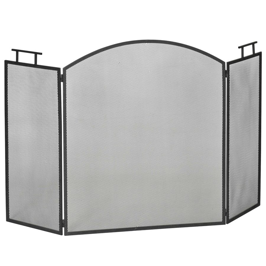 HOMCOM Kaminschutzgitter Funkenschutzgitter dreiteilig 128 x 76,5 cm zusammenfaltbar mit Netz aus Eisen für sicheren Kamin   Aosom.de von HOMCOM