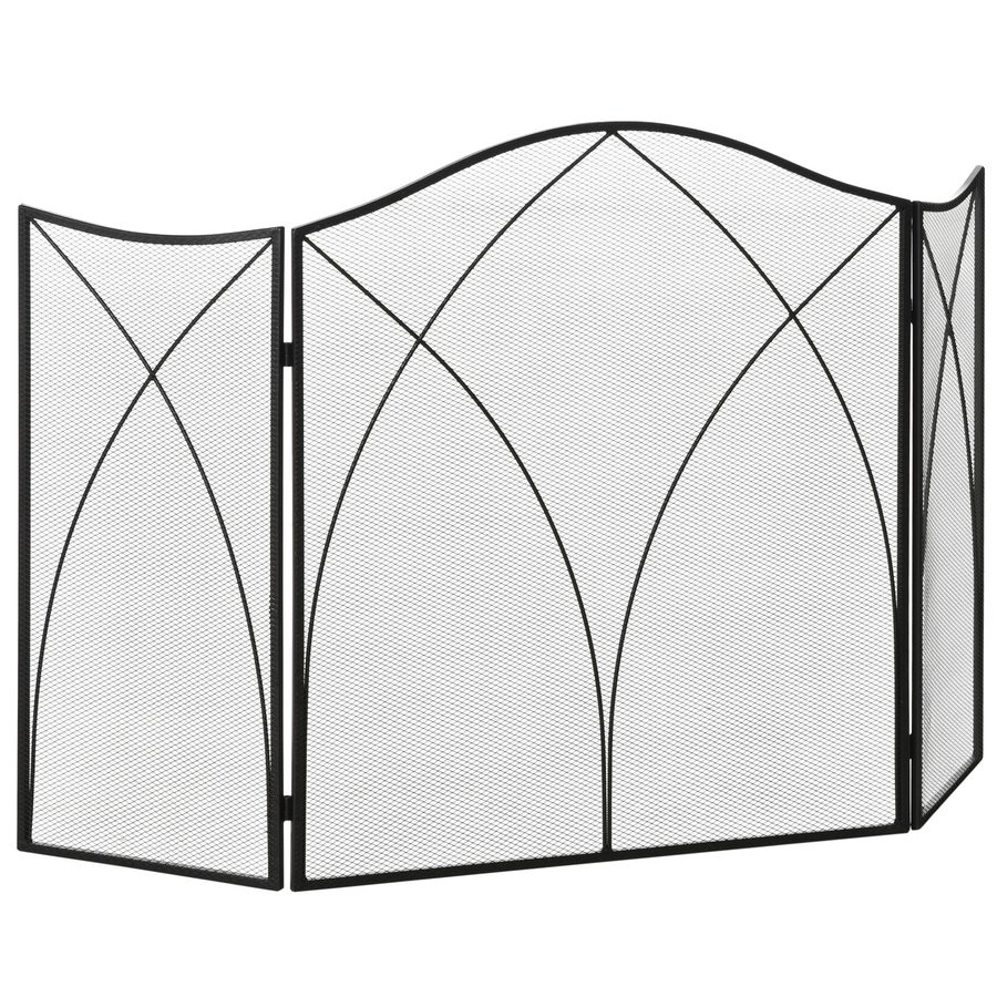 HOMCOM Kaminschutzgitter, Klappbares Kamingitter mit 3 Paneelen, Ofenschutzgitter, Funkenschutzgitter für Wohnzimmer, Metall, 126 x 76 cm, Schwarz   Aosom von HOMCOM