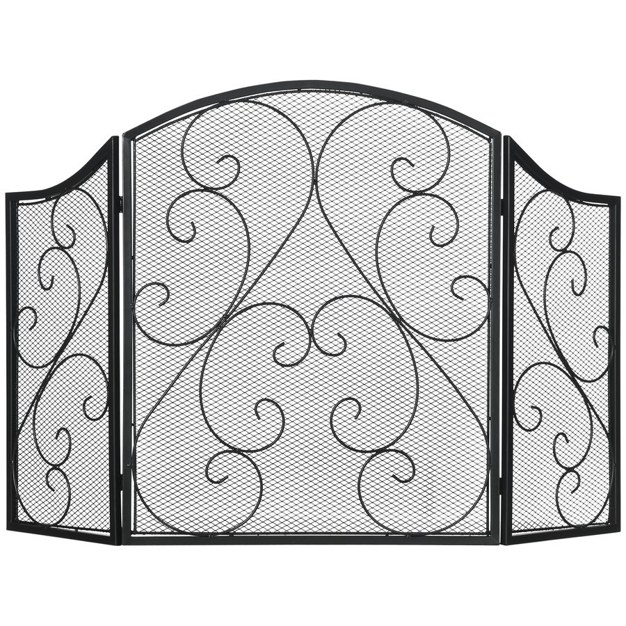 HOMCOM Kamingitter klappbares Kaminschutzgitter 3 Paneele Funkenschutzgitter Vintage-Design Metall Schwarz für sicheren Kaminbereich   Aosom.de von HOMCOM