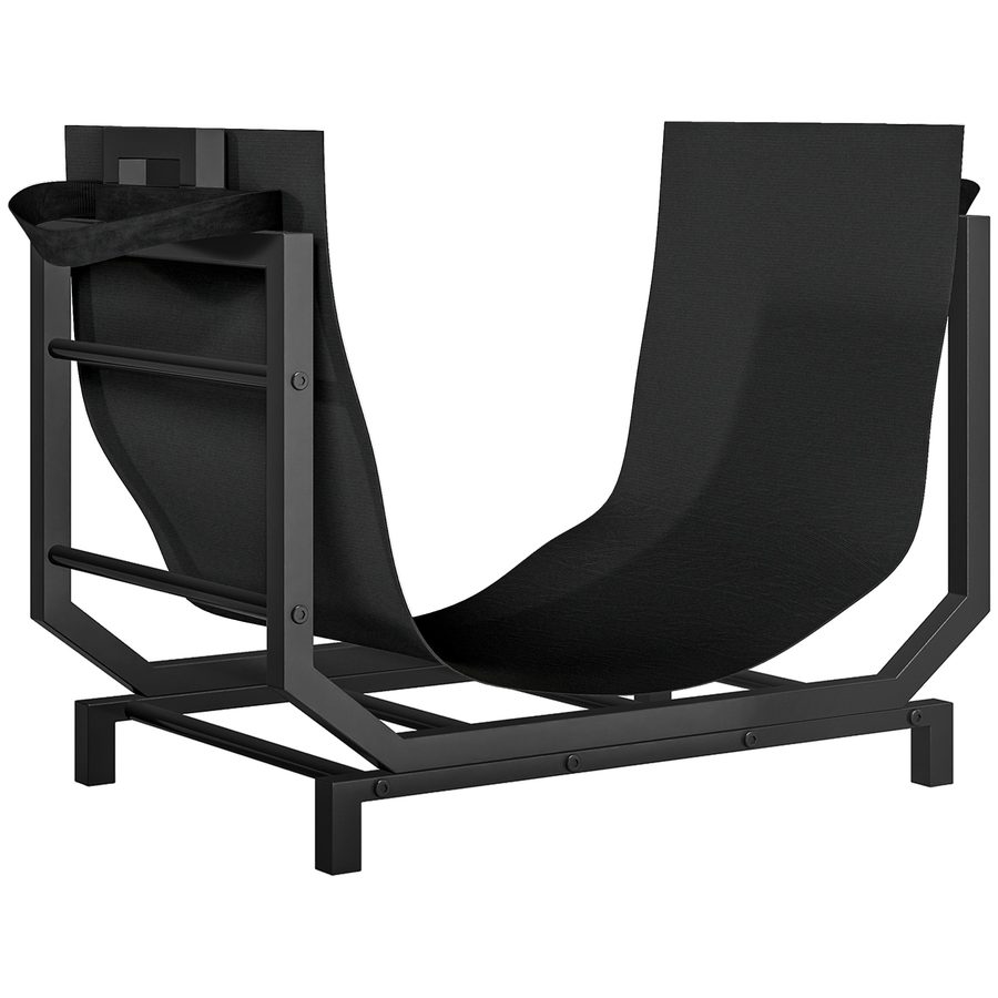 Outsunny Kaminholzregal für innen 53 x 33 x 43 cm erhöhtes Brennholzregal mit Tragetasche Kaminholzständer für Kamin Ofen Feuerholzregal Holzregal für Feuerholz, Brennholz Metall Schwarz   Aosom von Outsunny