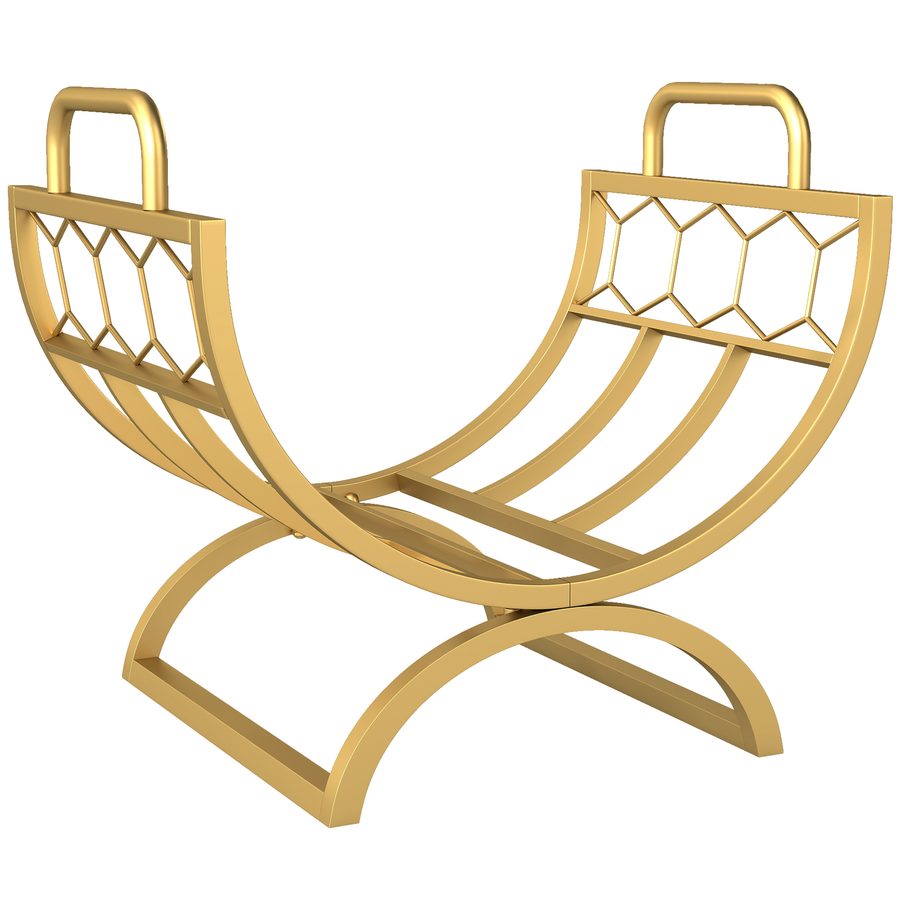 Outsunny Kaminholzregal für innen 46 x 36 x 41cm Brennholzregal mit Griffe, erhöhter Kaminholzständer für Kamin Ofen Feuerholzregal Kaminholzhalter für Feuerholz, Stapelholz, Metall Gold   Aosom von Outsunny