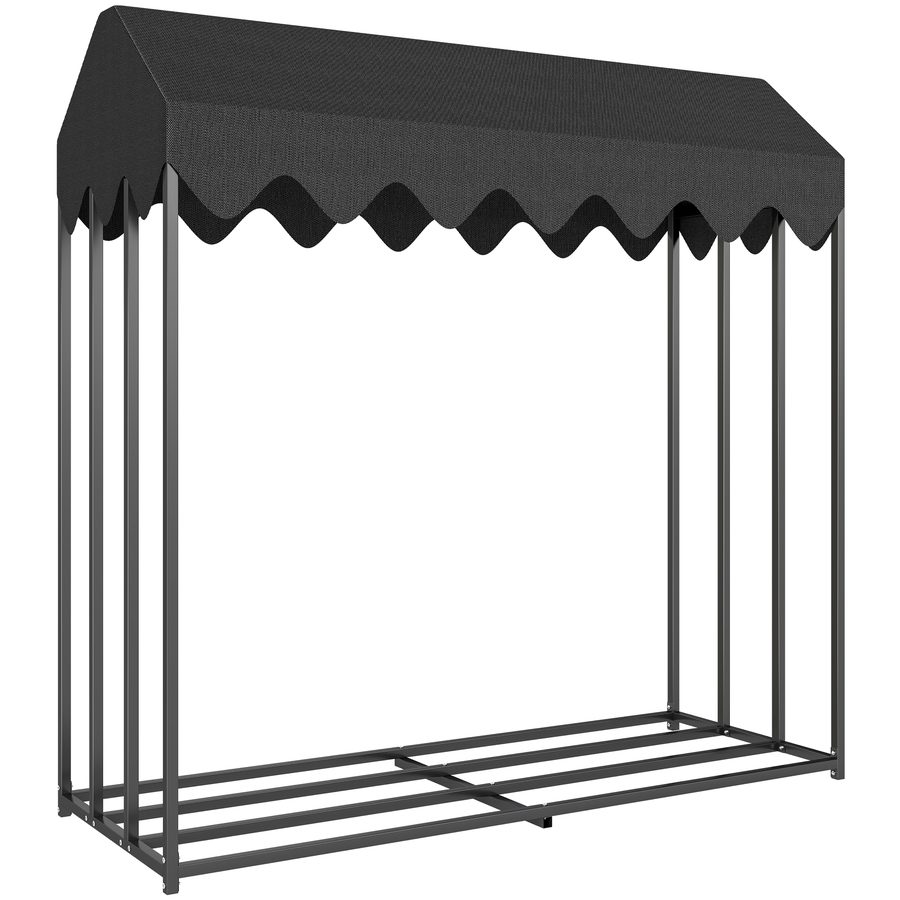 Outsunny Brennholzregal für den Außenbereich aus Stahl 186 x 70 x 185 cm, Brennholzaufbewahrung mit 600D Oxford-Schutzabdeckung, großes Fassungsvermögen 1,9 m³, schwarz   Aosom von Outsunny