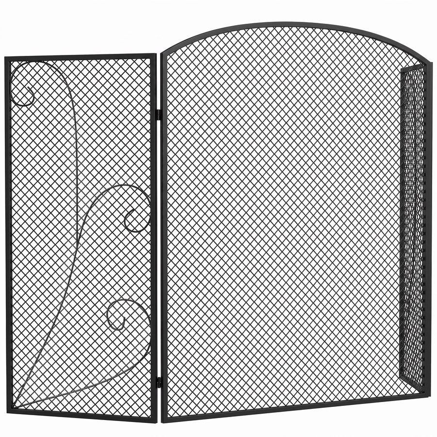 HOMCOM Funkenschutz für Kamin, Klappbar mit 3 Paneelen, Kaminabschirmung aus pulverbeschichtetem Metall, Gebrauchsfertig, 133x1x77 cm, Schwarz   Aosom von HOMCOM