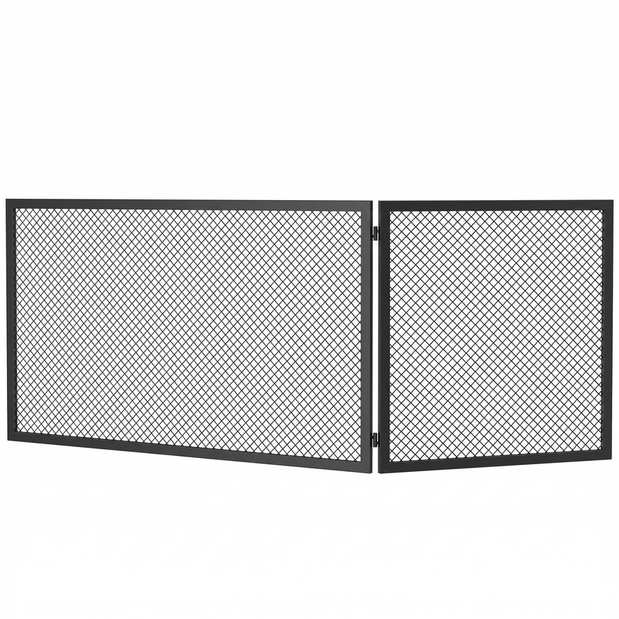 HOMCOM Funkenschutz für Kamin, 2-teiliger Klappschutz aus pulverbeschichtetem Metall, sofort einsatzbereit, 140x1x50 cm, Schwarz   Aosom von HOMCOM