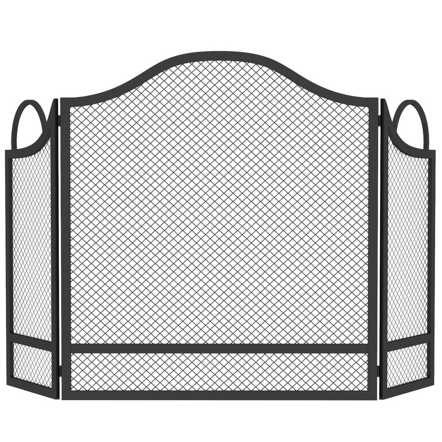 HOMCOM 3-teiliges klappbares Funkenschutzgitter für Kamin, pulverbeschichtetes Metall, sofort einsatzbereit, 122x1x74 cm, Schwarz   Aosom von HOMCOM