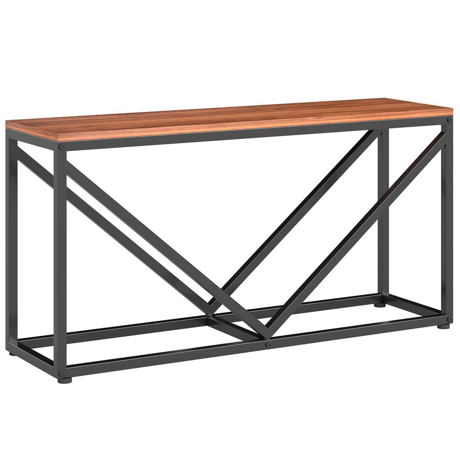 Outsunny 2-in-1 Kaminholzregal für innen 98 x 28 x 50 cm erhöhtes Brennholzregal mit Ablage Trennwand Beistelltisch Kaminholzständer Feuerholzregal für Feuerholz Schwarz+Rustikales Braun   Aosom von Outsunny