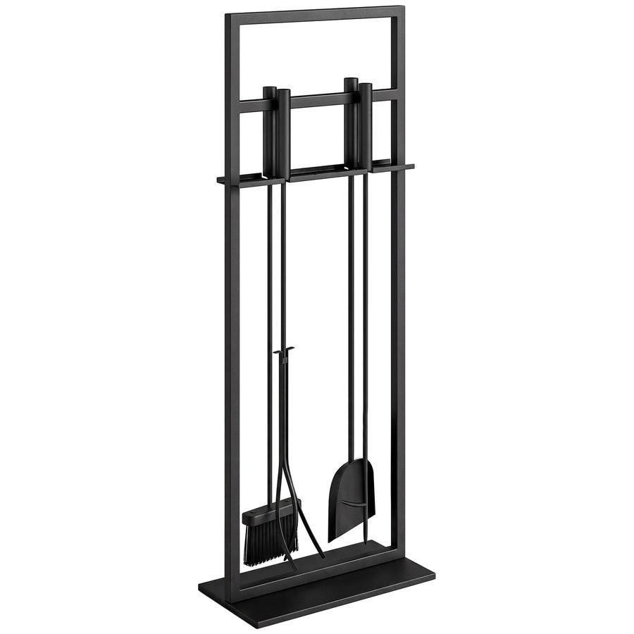 Outsunny 5-teiliges Kaminbesteck-Set, Metall-Kaminzubehör mit Bürste, Schaufel, 1 Paar Zangen, Schürhaken und Ständer, 28x15x76 cm, Schwarz   Aosom von Outsunny