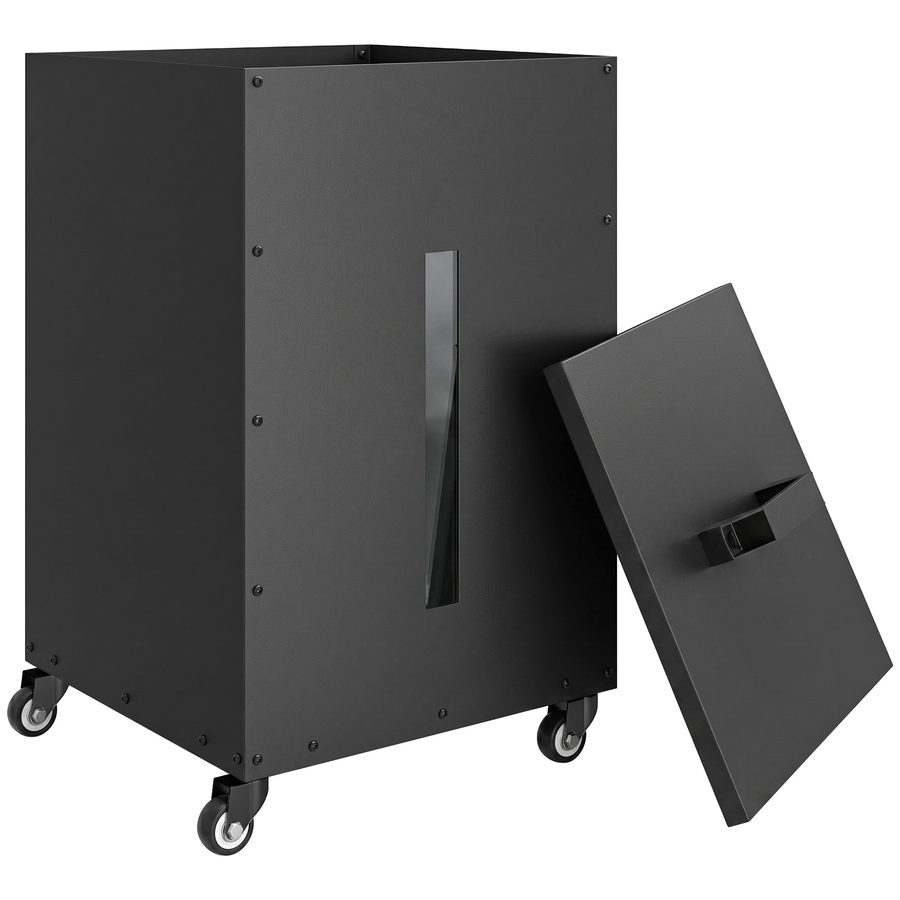 Outsunny Metall Pelletbehälter mit Rollen, 30 kg Pelletbox, Pelletlagerung mit Sieb 4 transparenten Füllstandsanzeigen, Granulatbox für Pelletofen, 36,5 x 36,5 x 61,5 cm, Schwarz   Aosom von Outsunny