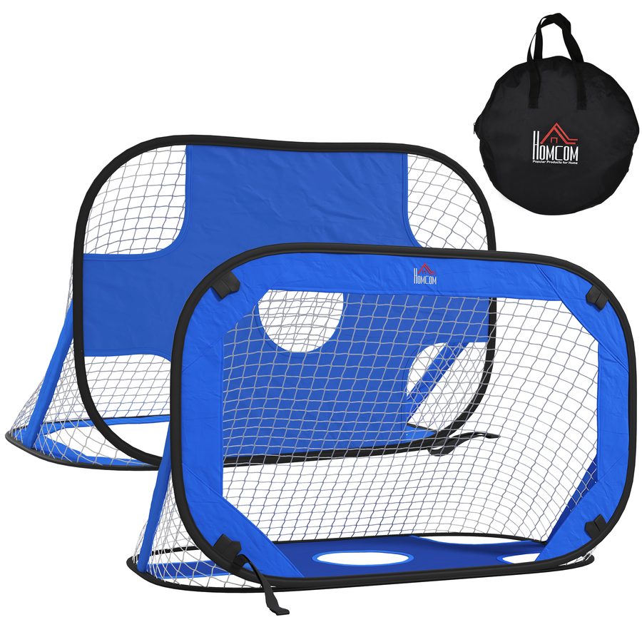 HOMCOM Pop Up Fußballtore 2er Set tragbare faltbare Minitore mit Tragetasche Blau 123x80x80 cm für Garten und Sportaktivitäten   Aosom.de von HOMCOM