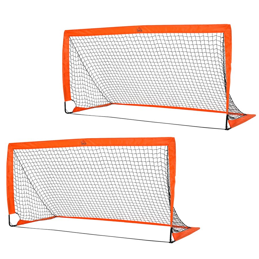 HOMCOM Fußballtore 2er Set Faltbare Minitore aus Metall mit Oxfordstoff für Kinder Outdoor in Orange 183 x 90 x 90 cm   Aosom.de von HOMCOM