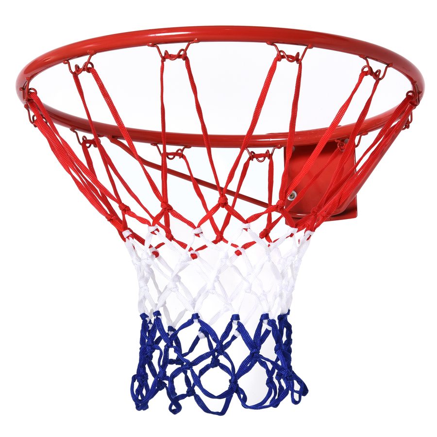 HOMCOM Basketballkorb mit Netz 46 cm, Stahlrohr & Nylon, rot blau weiß, ideal für Garten & Freizeit   Aosom.de von HOMCOM