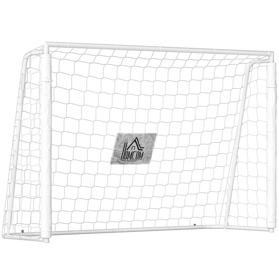 HOMCOM Fußballtor für Jugendliche & Erwachsener 186 x 123 cm Outdoor Fußballtor mit Netz Erdhaken Stoßdämpfenden, Fußball Tor für Garten, Weiß   Aosom von HOMCOM