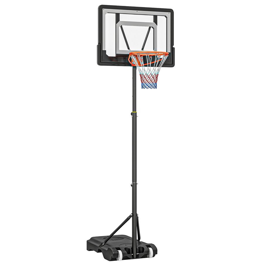 HOMCOM Basketballkorb für draußen  Höhenverstellbarer Basketballständer für Kinder mit Rädern, Schwarz, 83 x 75 x 206-260 cm  Aosom von HOMCOM