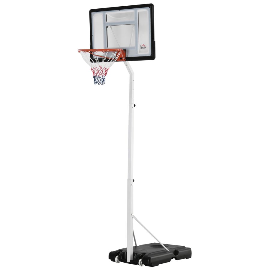 HOMCOM Basketballkorb für Erwachsene mit verstellbarem PVC-Board 90x60x260-310cm und integrierten Rollen Weiß   Aosom von HOMCOM