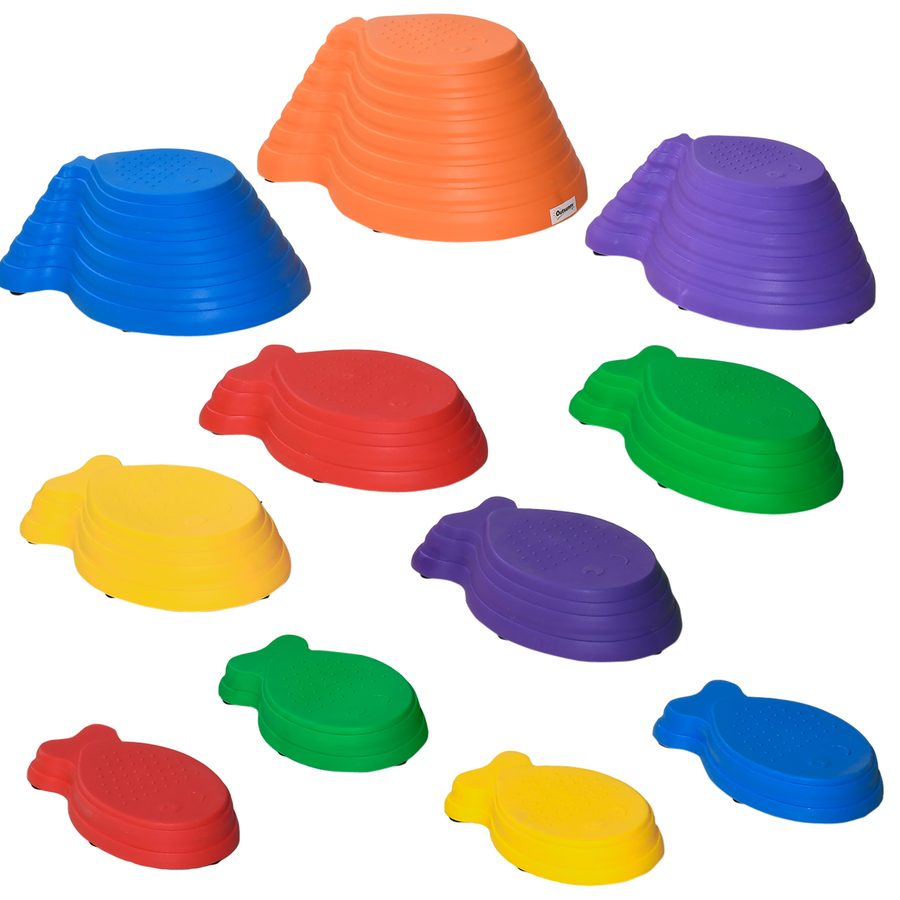 Outsunny Flusssteine, Balance-Steine, Trittsteine für Kinder, Balancespiel, rutschfest, bis 100 kg   Aosom.de von Outsunny