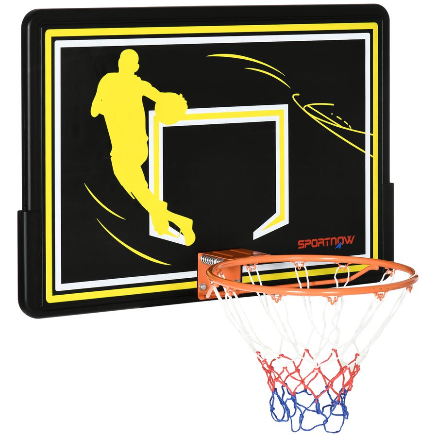 SPORTNOW Wand-Basketballkorb, Outdoor-Basketballkorb, unzerbrechliches Brett, reißfestes Netz, Stahlrahmen, Montagezubehör inklusive, für drinnen und draußen, Schwarz   Aosom von SPORTNOW
